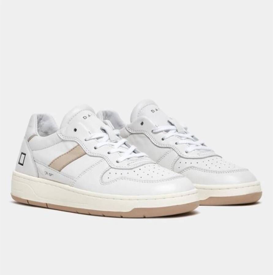 D.a.t.e. Witte Sneakers met Vetersluiting en Leren Details White Dames