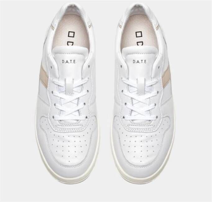 D.a.t.e. Witte Sneakers met Vetersluiting en Leren Details White Dames