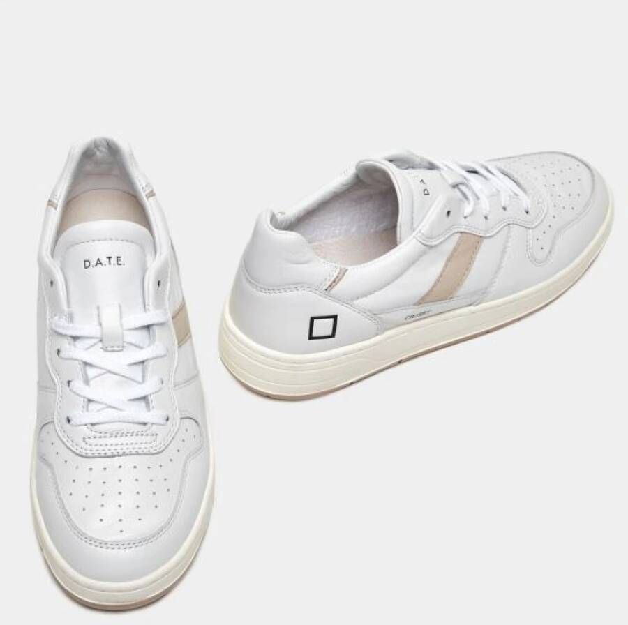 D.a.t.e. Witte Sneakers met Vetersluiting en Leren Details White Dames