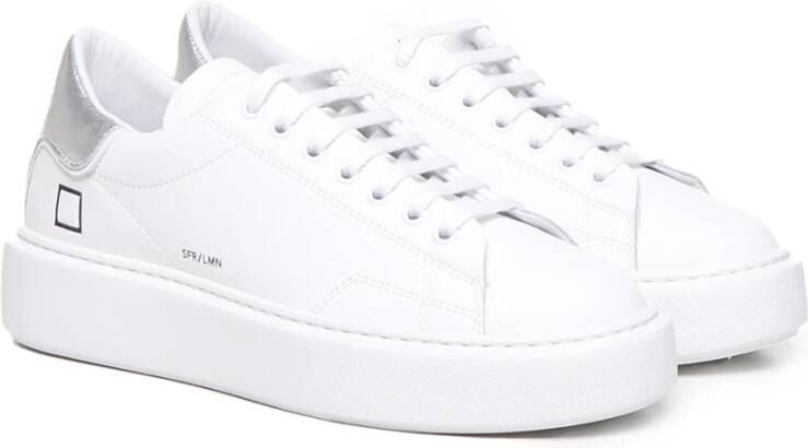 D.a.t.e. Witte Sneakers Ronde Neus Rubberen Zool White Dames