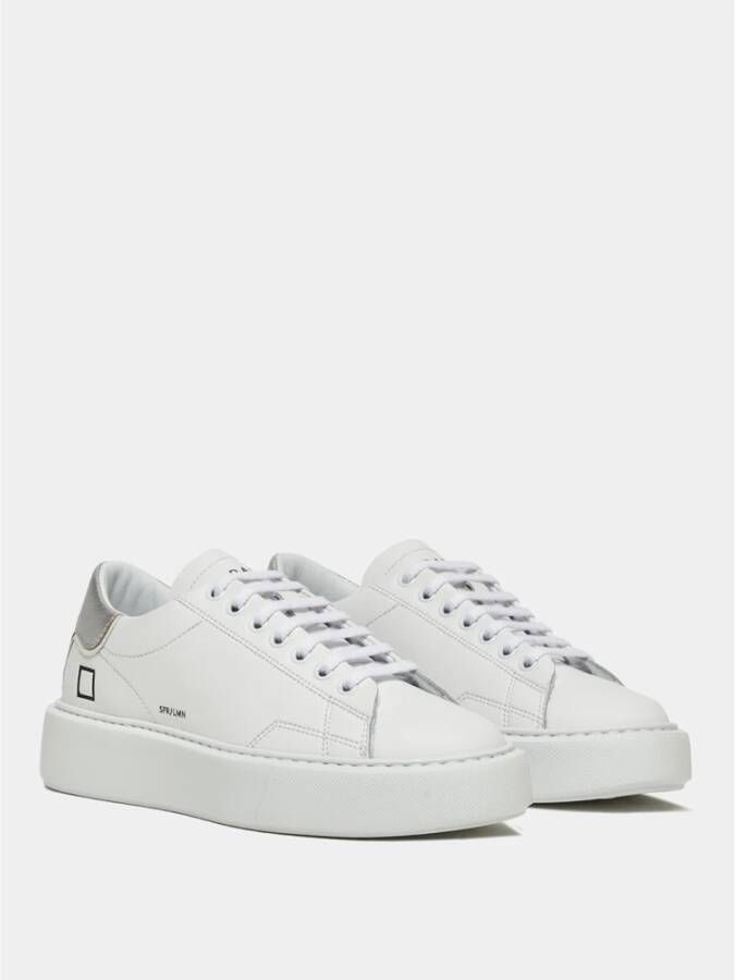 D.a.t.e. Witte-Zilver Leren Sneakers voor Vrouwen White Dames