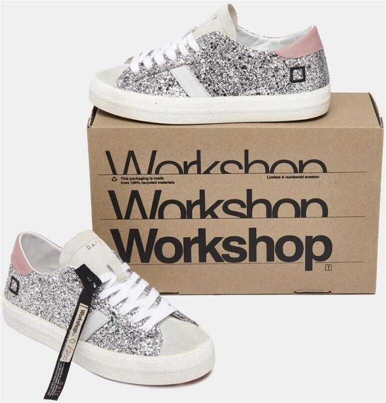 D.a.t.e. Zilver Glitter Lage Sneakers Gray Dames