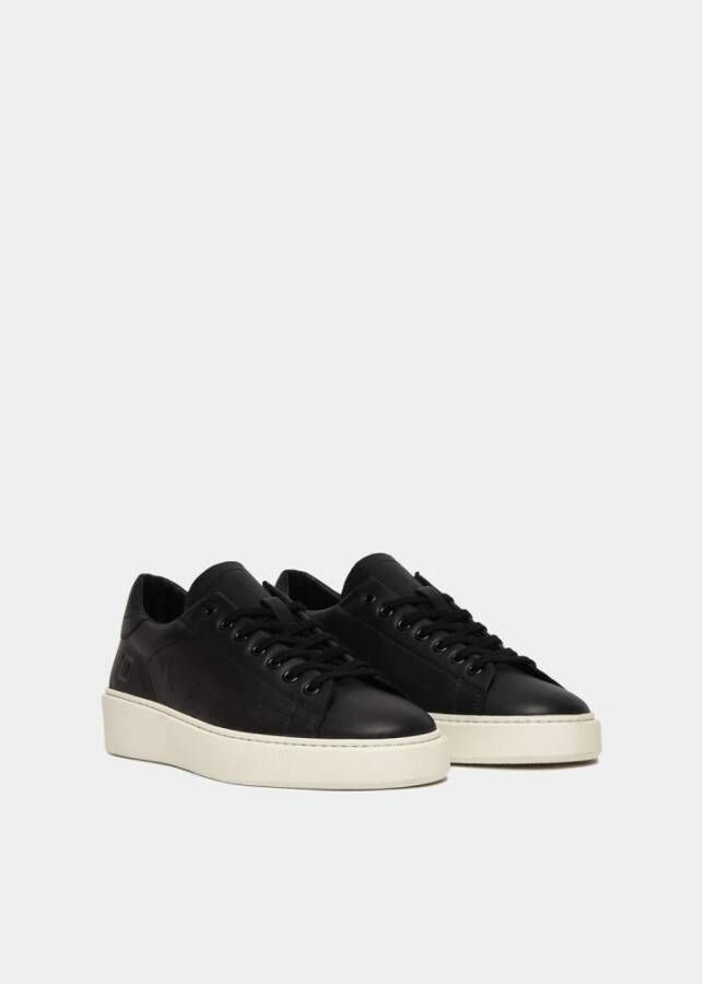 D.a.t.e. Zwarte leren lage sneaker Black Heren