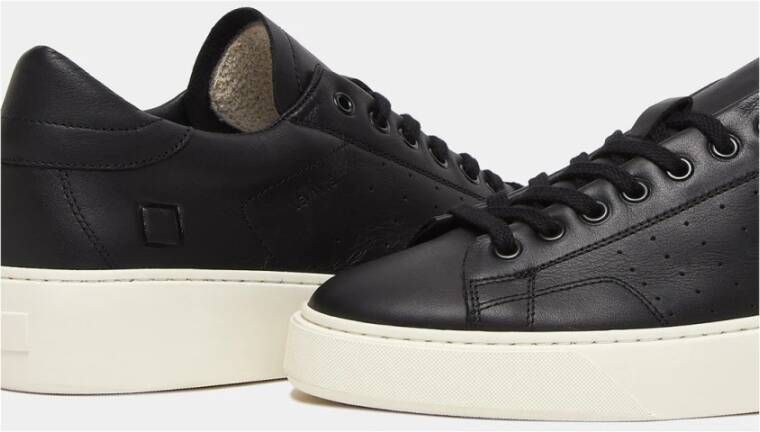 D.a.t.e. Zwarte leren lage sneaker Black Heren