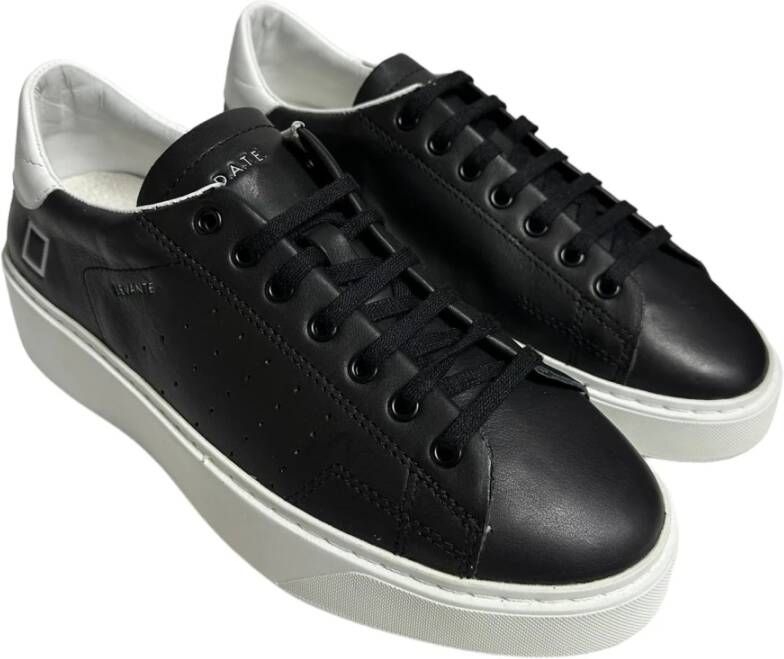 D.a.t.e. Zwarte leren lage sneaker Black Heren