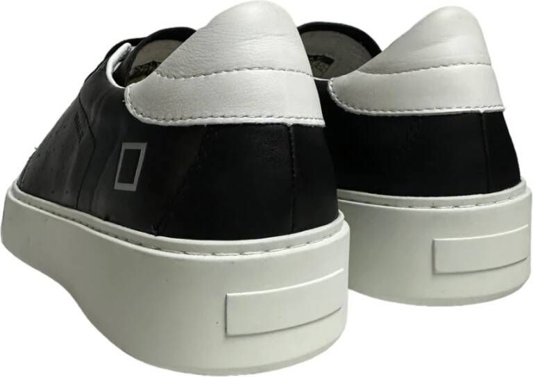 D.a.t.e. Zwarte leren lage sneaker Black Heren
