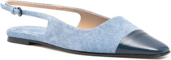 Dear Frances Blauwe Slingback Puntige Neus Leren Schoenen Blue Dames
