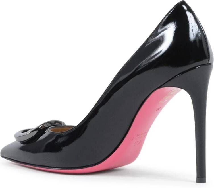 Dee Ocleppo Gouden Logo Leren Pomp Black Dames