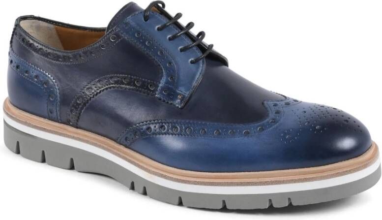 Dee Ocleppo Italiaanse leren brogueschoenen Blue Heren