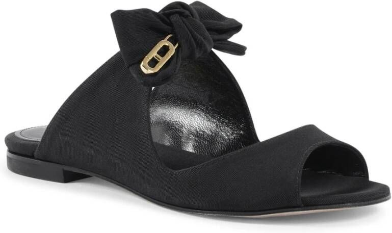 Dee Ocleppo Platte Sandaal met Strik Detail Black Dames