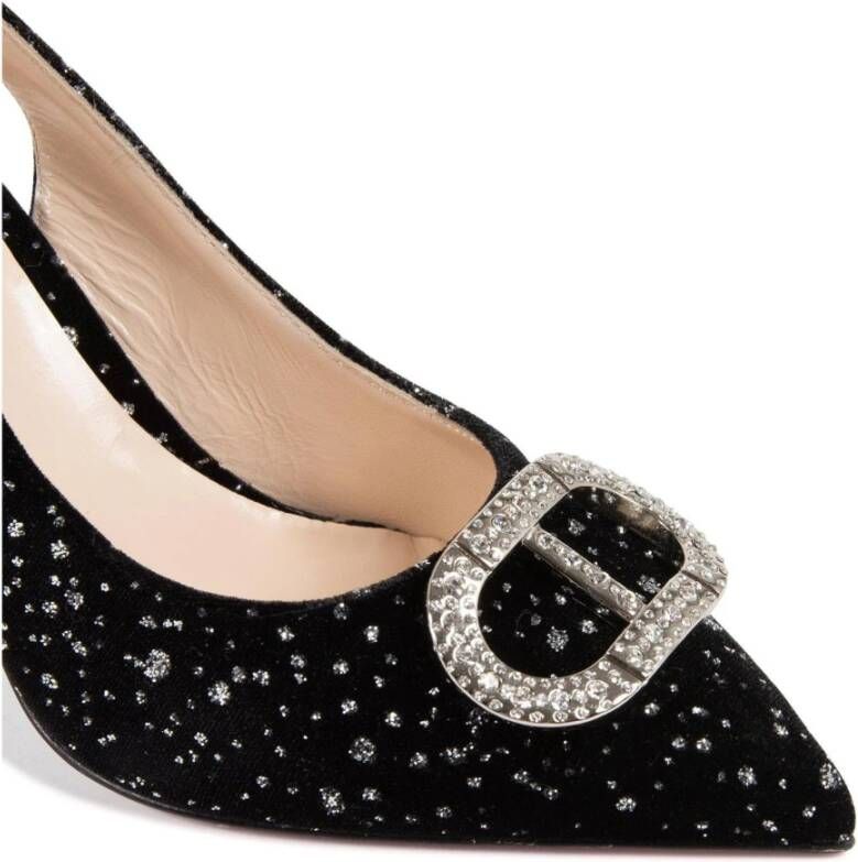 Dee Ocleppo Velvet Pointed-Toe Slingback Pump Black Dames