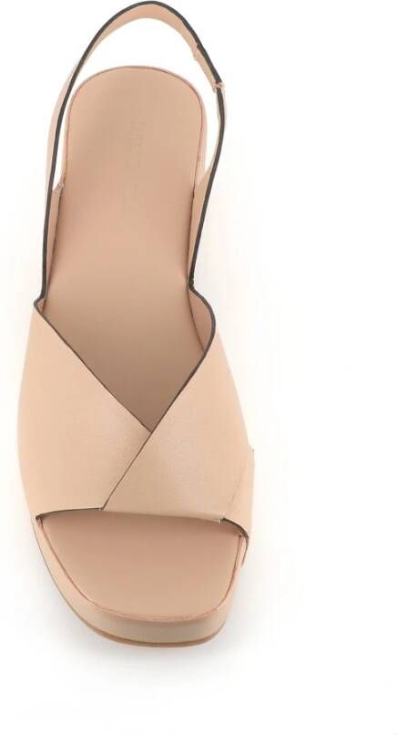 DEL Carlo Beige Leren Kruisband Wig Sandalen