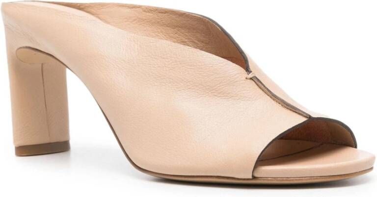 DEL Carlo Beige leren muiltjes Peep Toe Beige Dames