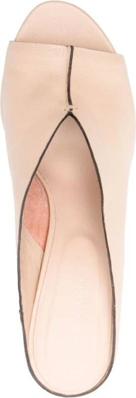 DEL Carlo Beige leren muiltjes Peep Toe Beige Dames