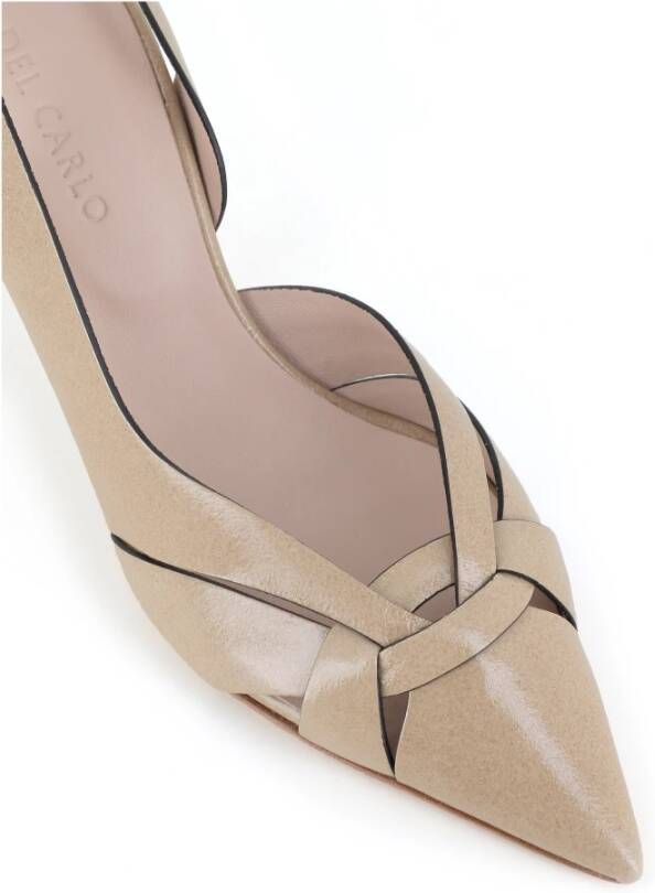 DEL Carlo Beige Leren Pump met Puntige Neus en Hak