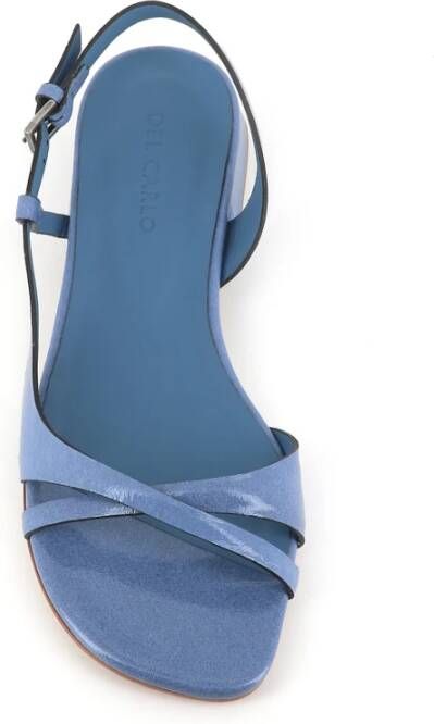 DEL Carlo Blauwe Lakleren Gekruiste Band Sandalen