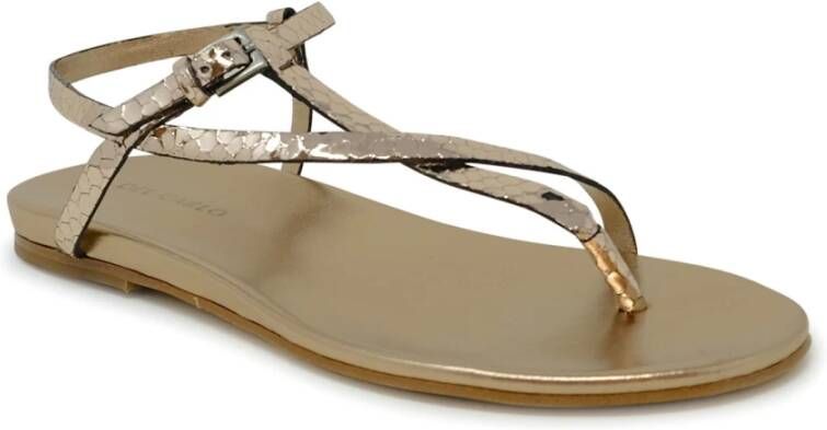 DEL Carlo Bronzen Leren Platte Sandalen Ss24 Brown Dames