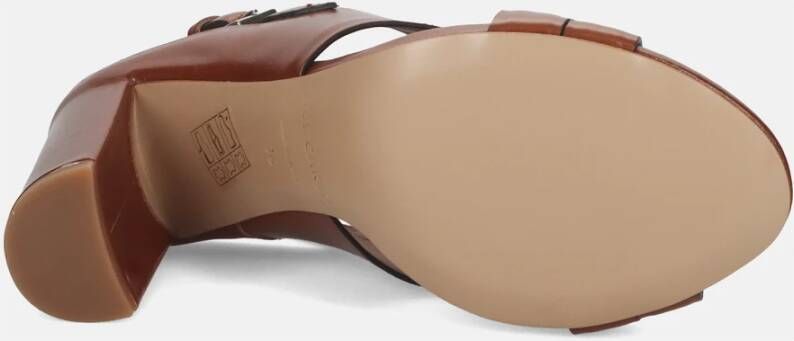 DEL Carlo Bruin Leren Gekruiste Banden Sandalen