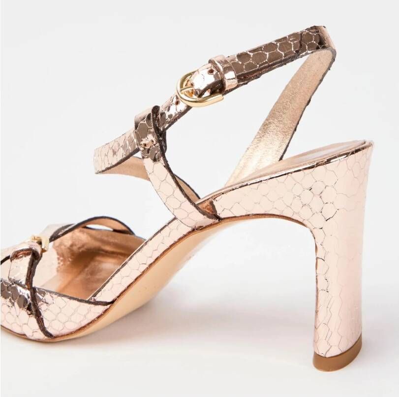 DEL Carlo Gouden Rozen Sandalen met Python Print