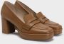 DEL Carlo Retro-geïnspireerde bruine lakleren loafers Brown Dames - Thumbnail 2