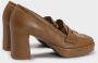 DEL Carlo Retro-geïnspireerde bruine lakleren loafers Brown Dames - Thumbnail 3