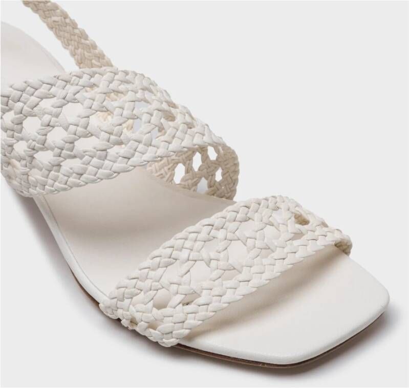 DEL Carlo Verfijnde witte geweven leren sandalen White Dames