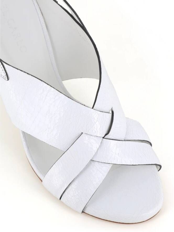 DEL Carlo Witte Craquelè Leren Sandalen