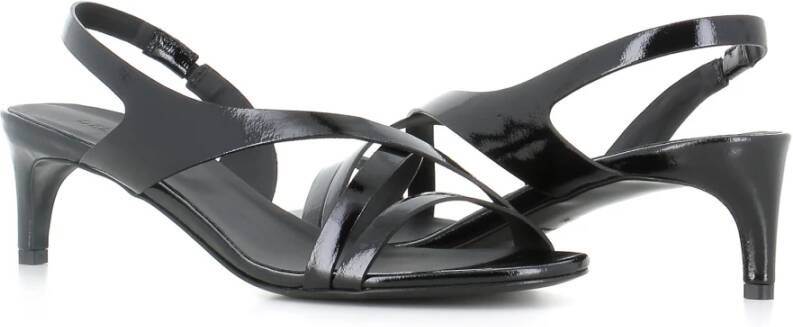 DEL Carlo Zwarte leren sandaal met elastische sluiting Black Dames