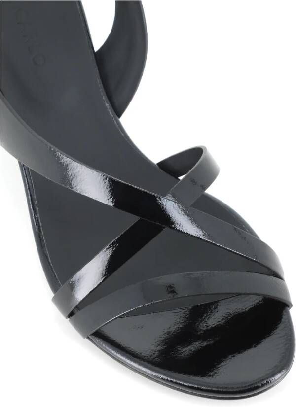 DEL Carlo Zwarte leren sandaal met elastische sluiting Black Dames