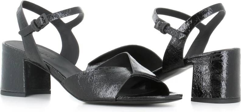 DEL Carlo Zwarte leren sandalen met gekruiste bandjes Black Dames
