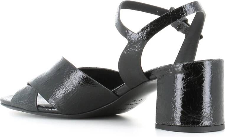 DEL Carlo Zwarte leren sandalen met gekruiste bandjes Black Dames