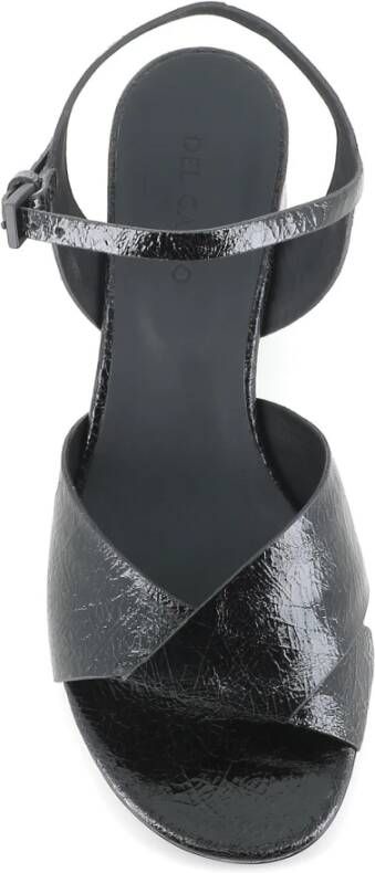 DEL Carlo Zwarte leren sandalen met gekruiste bandjes Black Dames