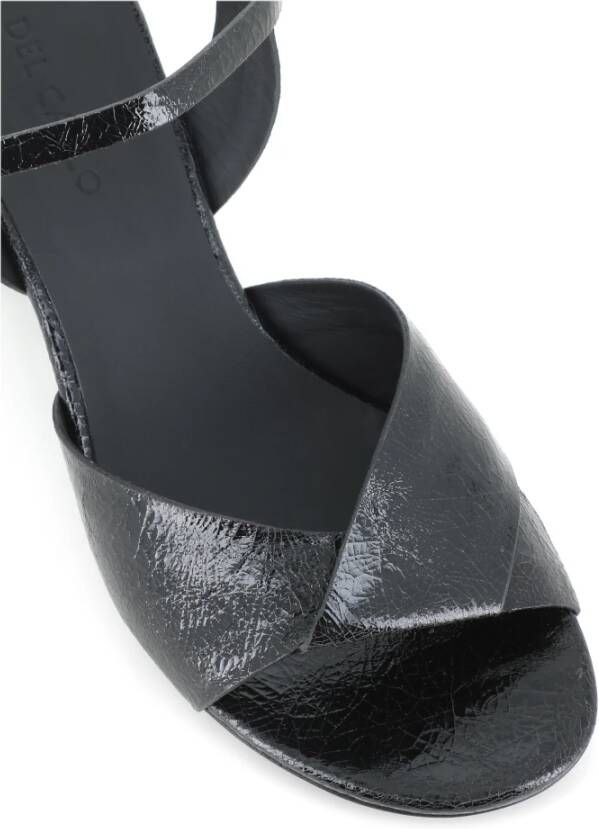 DEL Carlo Zwarte leren sandalen met gekruiste bandjes Black Dames