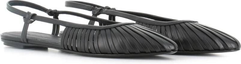 DEL Carlo Zwarte leren slingback ballerina schoenen Black Dames