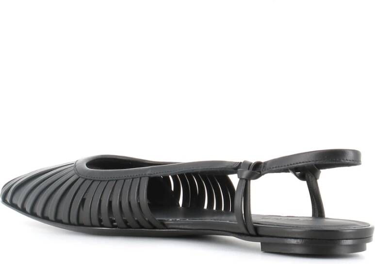 DEL Carlo Zwarte leren slingback ballerina schoenen Black Dames