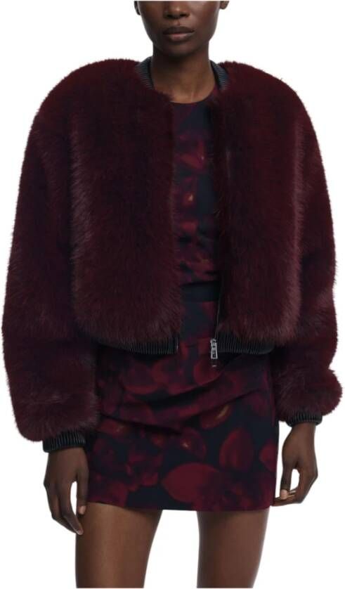 Desigual Framboos Faux Fur Jas