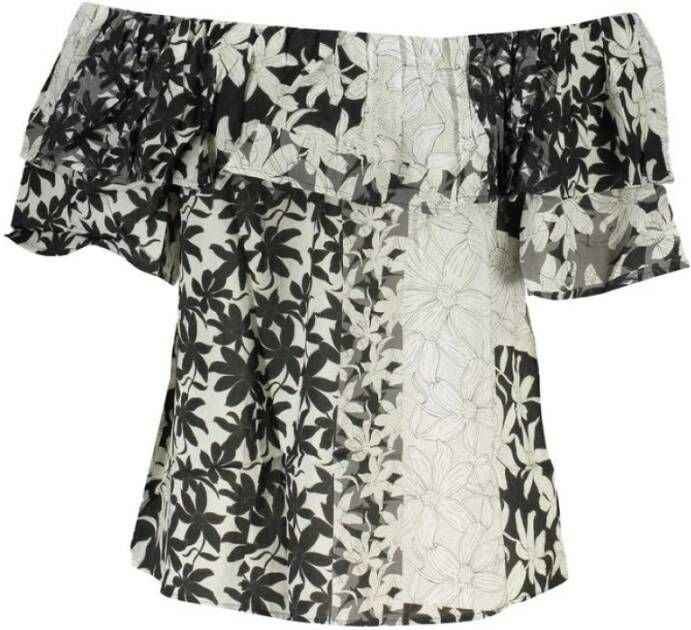 Desigual Witte Katoenen Boothals T-Shirt