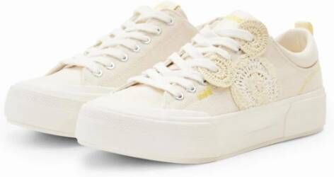 Desigual Witte stoffen sneakers voor vrouwen White Dames