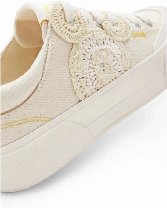 Desigual Witte stoffen sneakers voor vrouwen White Dames