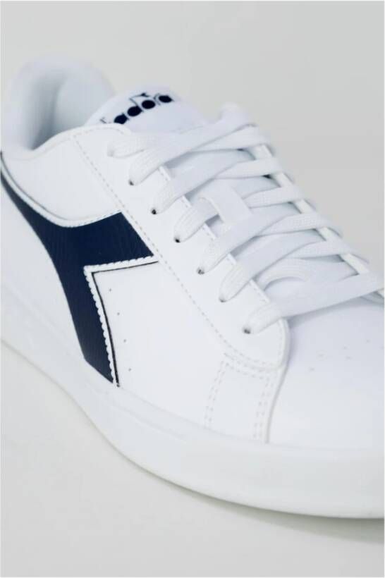 Diadora Blauwe Lace-Up Sportieve Sneakers White Heren