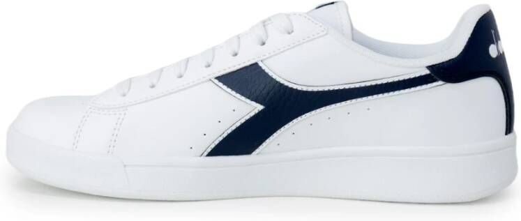 Diadora Blauwe Lace-Up Sportieve Sneakers White Heren