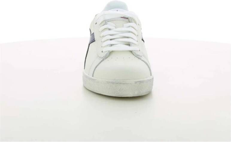 Diadora Blauwe Lage Top Gewaxte Sneakers White Heren