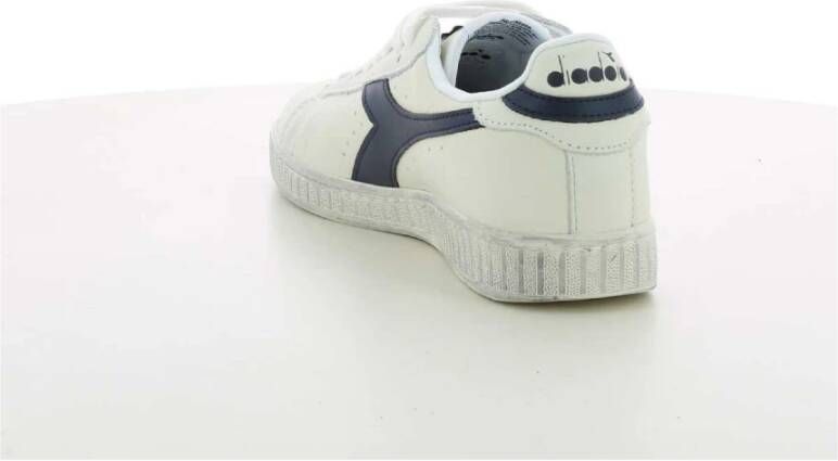Diadora Blauwe Lage Top Gewaxte Sneakers White Heren