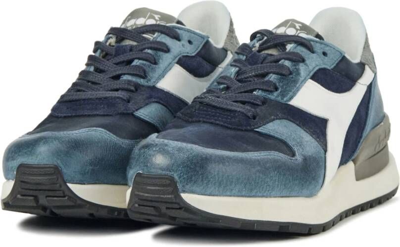 Diadora Blauwe Leren Sneakers Blauw Heren