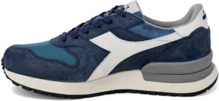 Diadora Blauwe Leren Veterschoenen Blue Heren