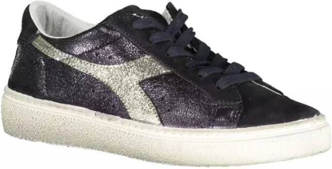 Diadora Elegante Zwarte Vetersneakers met Contrasterende Details Black Dames