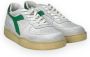 Diadora Sneakers Heren Lage sneakers Herenschoenen Leer Mi bask low used Wit groen - Thumbnail 9