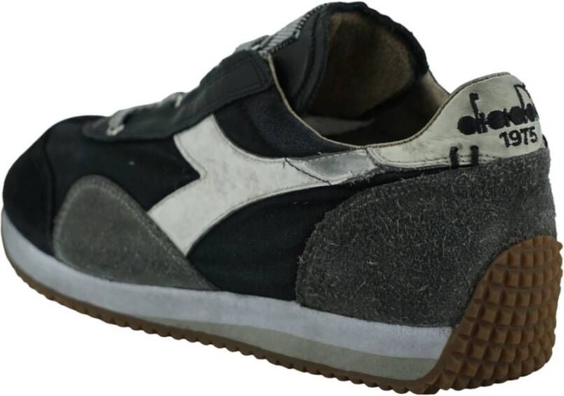 Diadora Grijze Stone Wash Leren Sneakers Gray Heren