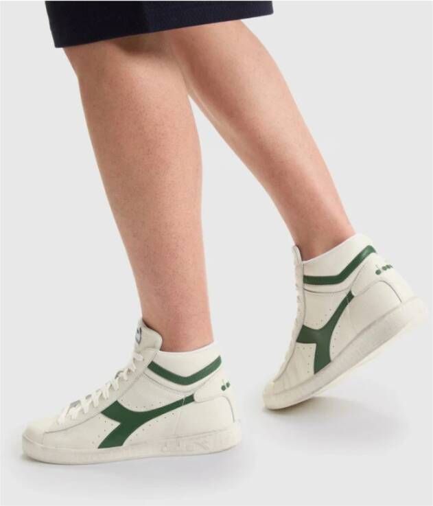Diadora Groene leren high top sneakers