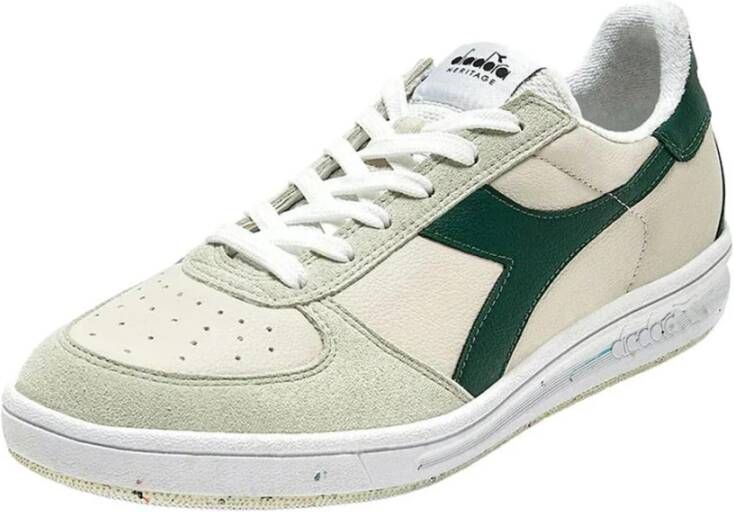 Diadora Groene Leren Veterschoenen Multicolor Heren